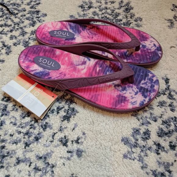SOUL by Naturalizer Berry Maroon COMFY Flip Flops Sandals 12M - Picture 3 of 6